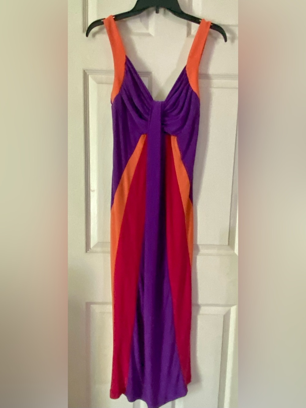 Antthony Purple, Red & Orange Colorblock Maxi Dress